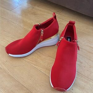 DKNY Red Women's Zip-Up Sneakers